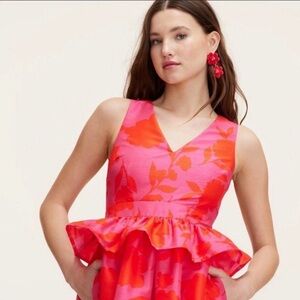 kate spade Pink & Orange Floral Peplum Midi Dress